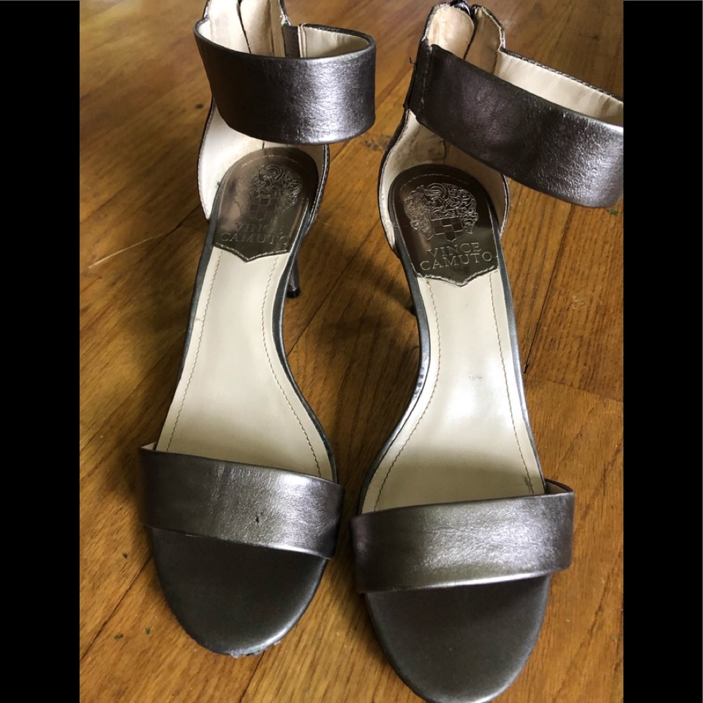 Vince Camuto metallic ankle wrap sandals